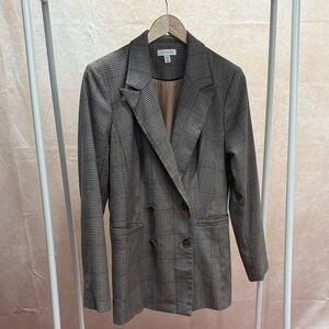 Topshop Gray Plaid Blazer